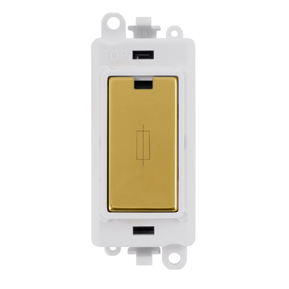 Click® Scolmore GridPro® GM2047PWBR 13A Fused Module - White - Polished Brass Polished Brass Polar White Insert