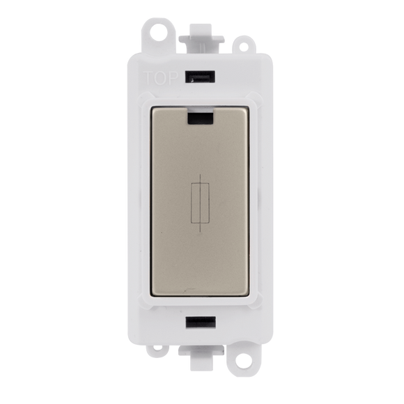 Click® Scolmore GridPro® GM2047PWPN 13A Fused Module - White - Pearl Nickel Pearl Nickel Polar White Insert