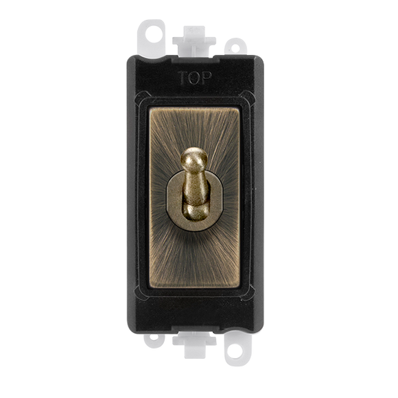 Click® Scolmore GridPro® GM209002BKAB 20AX 2 Way Toggle Switch Module - Black - Antique Brass Antique Brass Black Insert