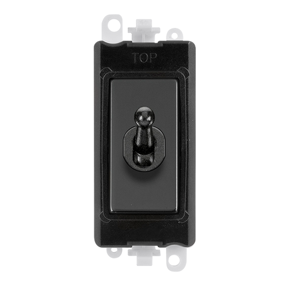 Click® Scolmore GridPro® GM209002BKBN 20AX 2 Way Toggle Switch Module - Black - Black Nickel Black Nickel Black Insert