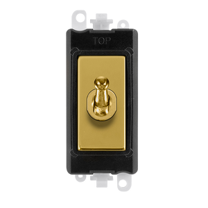 Click® Scolmore GridPro® GM209002BKBR 20AX 2 Way Toggle Switch Module - Black - Polished Brass Polished Brass Black Insert