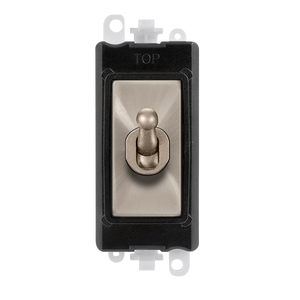 Click® Scolmore GridPro® GM209002BKBS 20AX 2 Way Toggle Switch Module - Black - Brushed Stainless Brushed Stainless Black Insert