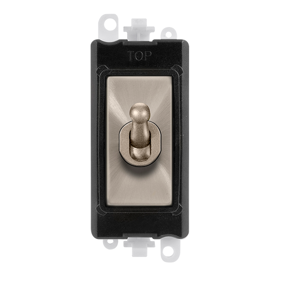 Click® Scolmore GridPro® GM209002BKBS 20AX 2 Way Toggle Switch Module - Black - Brushed Stainless Brushed Stainless Black Insert