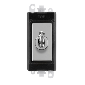 Click® Scolmore GridPro® GM209002BKCH 20AX 2 Way Toggle Switch Module - Black - Polished Chrome Polished Chrome Black Insert