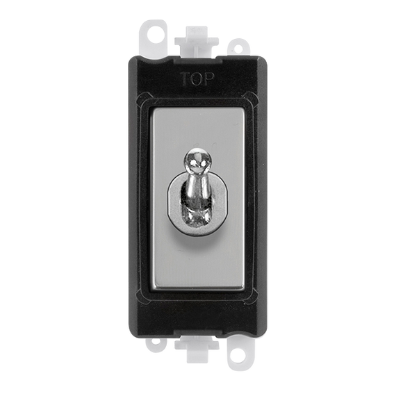 Click® Scolmore GridPro® GM209002BKCH 20AX 2 Way Toggle Switch Module - Black - Polished Chrome Polished Chrome Black Insert