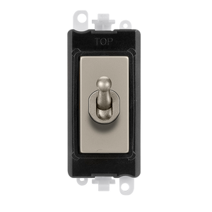 Click® Scolmore GridPro® GM209002BKPN 20AX 2 Way Toggle Switch Module - Black - Pearl Nickel Pearl Nickel Black Insert