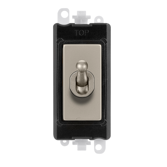 Click® Scolmore GridPro® GM209002BKPN 20AX 2 Way Toggle Switch Module - Black - Pearl Nickel Pearl Nickel Black Insert