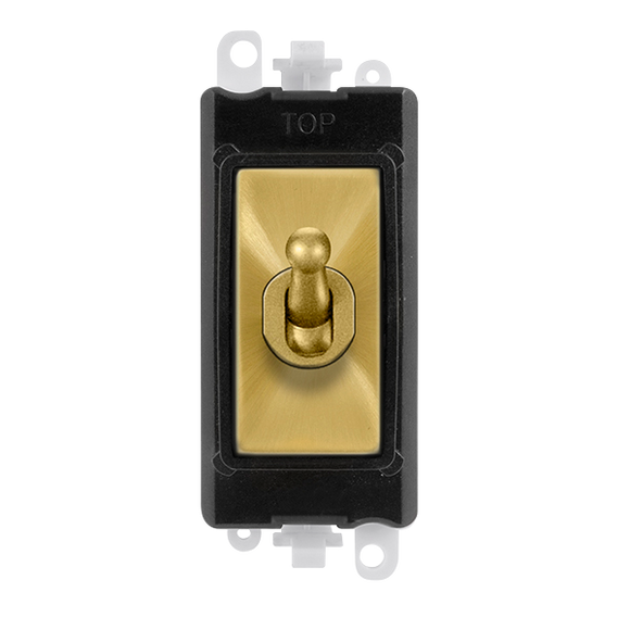 Click® Scolmore GridPro® GM209002BKSB 20AX 2 Way Toggle Switch Module - Black - Satin Brass Satin Brass Black Insert