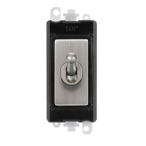 Click® Scolmore GridPro® GM209002BKSS 20AX 2 Way Toggle Switch Module - Black - Stainless Steel Stainless Steel Black Insert