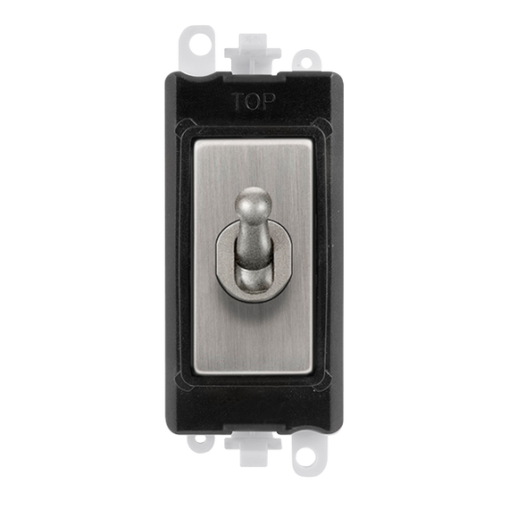 Click® Scolmore GridPro® GM209002BKSS 20AX 2 Way Toggle Switch Module - Black - Stainless Steel Stainless Steel Black Insert