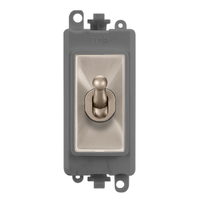 Click® Scolmore GridPro® GM209002GYBS 20AX 2 Way Toggle Switch Module - Grey - Brushed Stainless Brushed Stainless Grey Insert