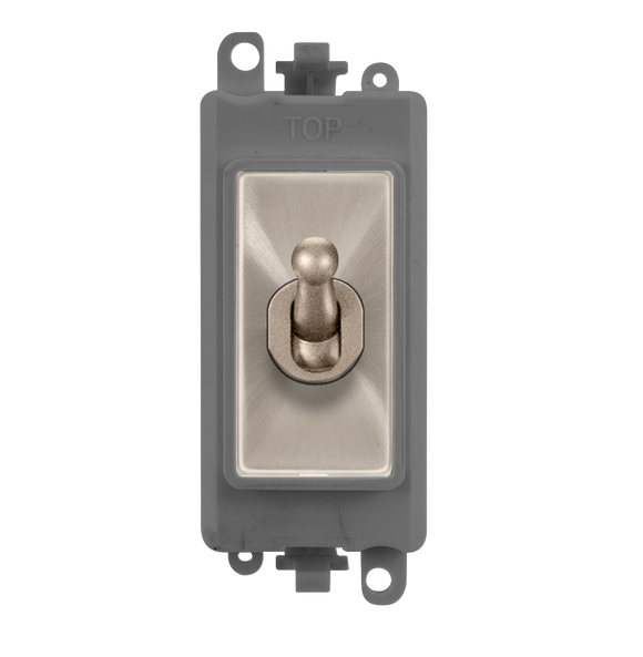 Click® Scolmore GridPro® GM209002GYBS 20AX 2 Way Toggle Switch Module - Grey - Brushed Stainless Brushed Stainless Grey Insert