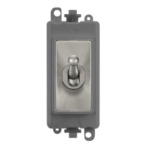 Click® Scolmore GridPro® GM209002GYSC 20AX 2 Way Toggle Switch Module - Grey - Satin Chrome Satin Chrome Grey Insert