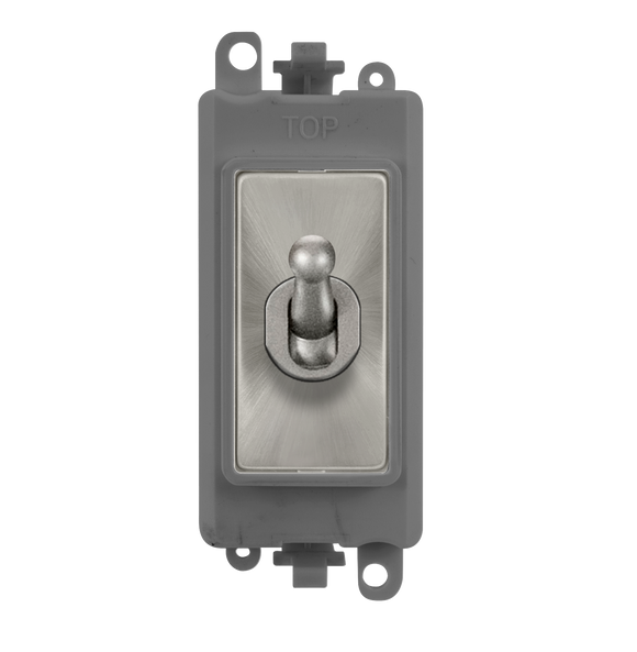 Click® Scolmore GridPro® GM209002GYSC 20AX 2 Way Toggle Switch Module - Grey - Satin Chrome Satin Chrome Grey Insert