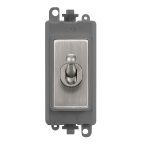 Click® Scolmore GridPro® GM209002GYSS 20AX 2 Way Toggle Switch Module - Grey - Stainless Steel Stainless Steel Grey Insert