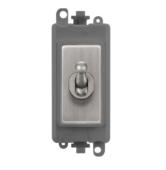 Click® Scolmore GridPro® GM209002GYSS 20AX 2 Way Toggle Switch Module - Grey - Stainless Steel Stainless Steel Grey Insert