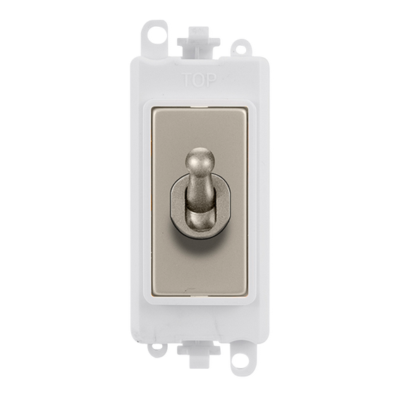 Click® Scolmore GridPro® GM209002PWPN 20AX 2 Way Toggle Switch Module - White - Pearl Nickel Pearl Nickel Polar White Insert