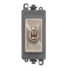 Click® Scolmore GridPro® GM209018GYBS 20AX Double Pole Toggle Switch Module - Grey - Brushed Stainless Brushed Stainless Grey Insert