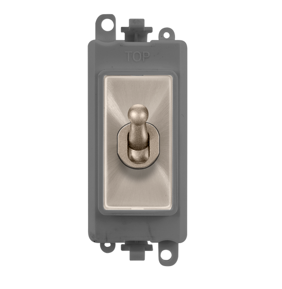 Click® Scolmore GridPro® GM209018GYBS 20AX Double Pole Toggle Switch Module - Grey - Brushed Stainless Brushed Stainless Grey Insert