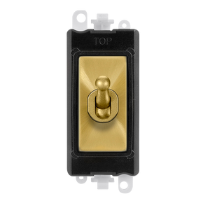 Click® Scolmore GridPro® GM209028BKSB 20AX Intermediate Toggle Switch Module - Black - Satin Brass Satin Brass Black Insert