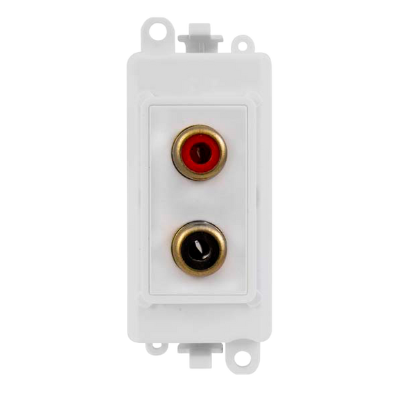 Click® Scolmore GridPro® GM2490PW RCA X 2 Outlet Module - White  Polar White  Insert