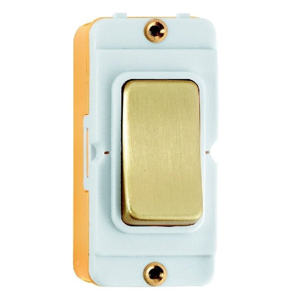 Hamilton IDPSB-W Grid-IT 20AX Double Pole Rocker Module Satin Brass/White Insert