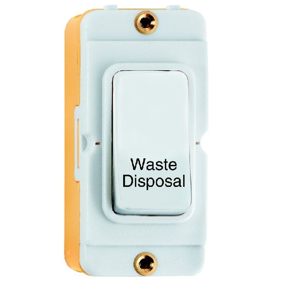 Hamilton IDPWDWH-W Grid-IT 20AX Double Pole Rocker Module Waste Disposal White/White Insert