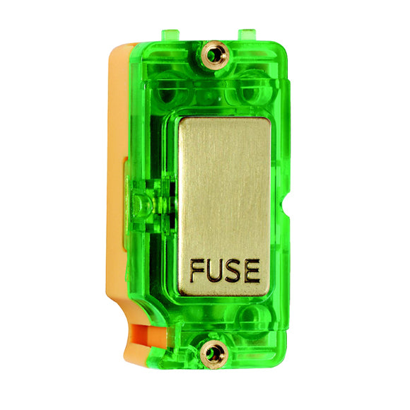 Hamilton IFNSB-G Grid-IT 13A Fuse and Neon Halo Module Satin Brass/Green Insert