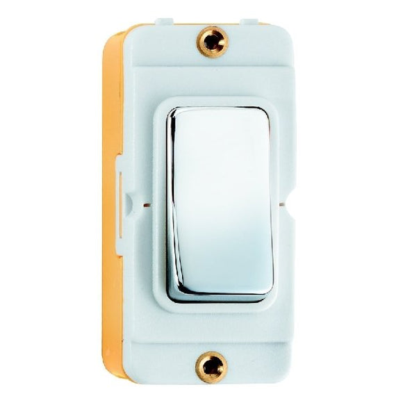 Hamilton IR2WOBC-W Grid-IT 20AX Non-Retractive 2 Way and Off Rocker Module Bright Chrome/White Insert