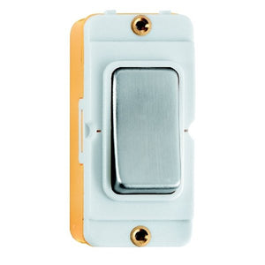 Hamilton IR2WOSS-W Grid-IT 20AX Non-Retractive 2 Way and Off Rocker Module Satin Steel/White Insert