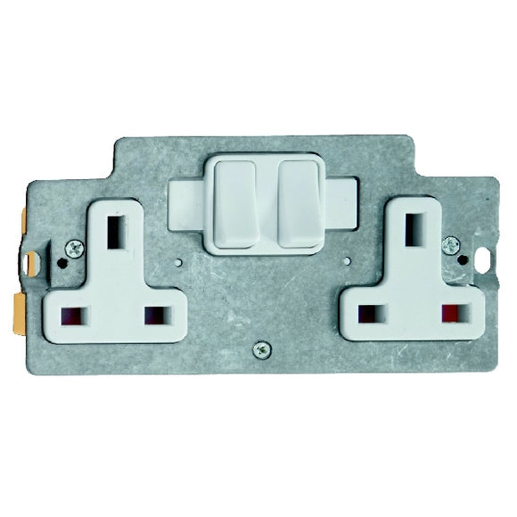 Hamilton ISS2WH-W Grid-IT 2 gang 13A Double Pole Switched Socket Module White/White Insert