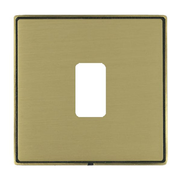 Hamilton LD1GPAB-SB Linea-Duo CFX Antique Brass Frame/Satin Brass Front 1 Gang Grid Fix Aperture Plate with Grid Insert