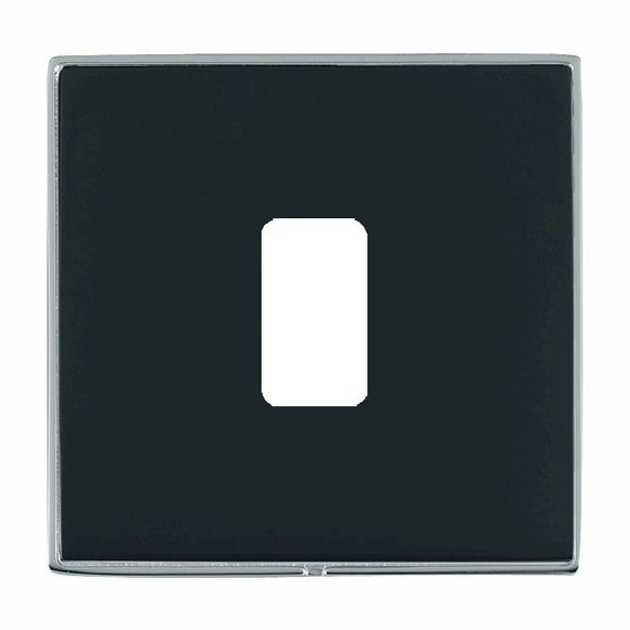 Hamilton LD1GPBC-N Linea-Duo CFX Bright Chrome Frame/Piano Black Front 1 Gang Grid Fix Aperture Plate with Grid Insert