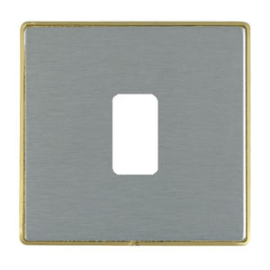 Hamilton LD1GPSB-SS Linea-Duo CFX Satin Brass Frame/Satin Steel Front 1 Gang Grid Fix Aperture Plate with Grid Insert