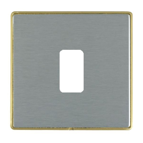 Hamilton LD1GPSB-SS Linea-Duo CFX Satin Brass Frame/Satin Steel Front 1 Gang Grid Fix Aperture Plate with Grid Insert