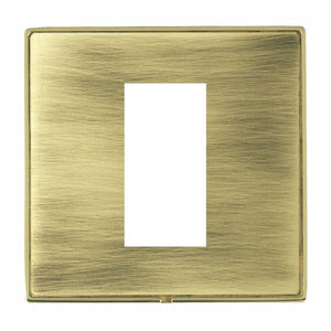 Hamilton LDEURO1PB-AB Linea-Duo CFX EuroFix Polished Brass Frame/Antique Brass Front Single Plate complete with 1 EuroFix Aperture 25x50mm and Grid Insert