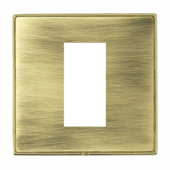 Hamilton LDEURO1PB-AB Linea-Duo CFX EuroFix Polished Brass Frame/Antique Brass Front Single Plate complete with 1 EuroFix Aperture 25x50mm and Grid Insert