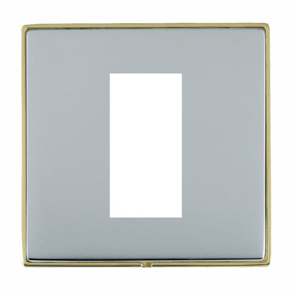 Hamilton LDEURO1PB-BS Linea-Duo CFX EuroFix Polished Brass Frame/Bright Steel Front Single Plate complete with 1 EuroFix Aperture 25x50mm and Grid Insert