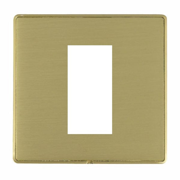 Hamilton LDEURO1SB-SB Linea-Duo CFX EuroFix Satin Brass Frame/Satin Brass Front Single Plate complete with 1 EuroFix Aperture 25x50mm and Grid Insert