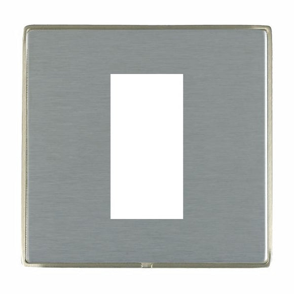 Hamilton LDEURO1SN-SS Linea-Duo CFX EuroFix Satin Nickel Frame/Satin Steel Front Single Plate complete with 1 EuroFix Aperture 25x50mm and Grid Insert