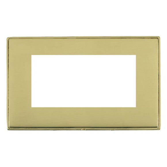 Hamilton LDEURO4PB-PB Linea-Duo CFX EuroFix Polished Brass Frame/Polished Brass Front Double Plate complete with 4 EuroFix Apertures 100x50mm and Grid Insert