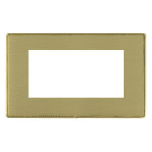 Hamilton LDEURO4SB-SB Linea-Duo CFX EuroFix Satin Brass Frame/Satin Brass Front Double Plate complete with 4 EuroFix Apertures 100x50mm and Grid Insert