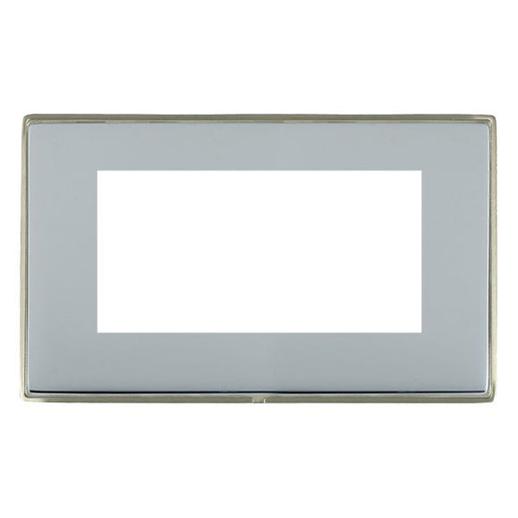 Hamilton LDEURO4SN-BS Linea-Duo CFX EuroFix Satin Nickel Frame/Bright Steel Front Double Plate complete with 4 EuroFix Apertures 100x50mm and Grid Insert