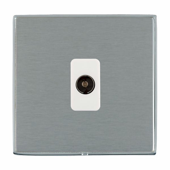 Hamilton LDTVBC-SSW Linea-Duo CFX Bright Chrome Frame/Satin Steel Front 1 gang Non-Isolated Television 1in/1out White Insert - www.fancysockets.shop