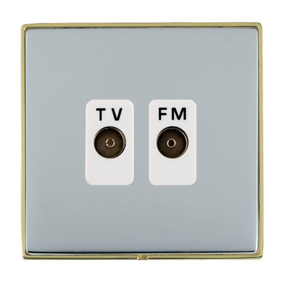 Hamilton LDTVFMPB-BSW Linea-Duo CFX Polished Brass Frame/Bright Steel Front Isolated TV/FM Diplexer 1in/2out White Insert - www.fancysockets.shop