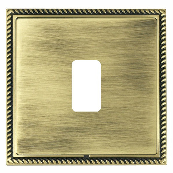 Hamilton LGX1GPAB-AB Linea-Georgian CFX Grid-IT Antique Brass Frame/Antique Brass Front 1 Gang Grid Fix Aperture Plate with Grid Insert