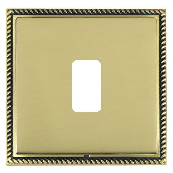 Hamilton LGX1GPAB-PB Linea-Georgian CFX Grid-IT Antique Brass Frame/Polished Brass Front 1 Gang Grid Fix Aperture Plate with Grid Insert