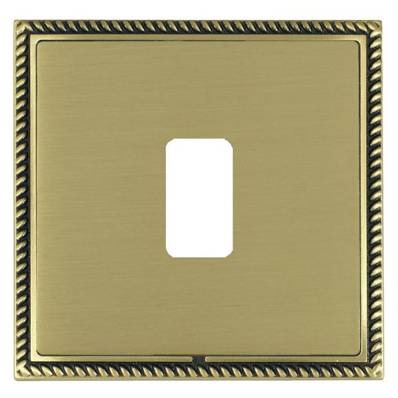 Hamilton LGX1GPAB-SB Linea-Georgian CFX Grid-IT Antique Brass Frame/Satin Brass Front 1 Gang Grid Fix Aperture Plate with Grid Insert