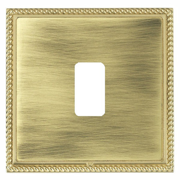 Hamilton LGX1GPPB-AB Linea-Georgian CFX Grid-IT Polished Brass Frame/Antique Brass Front 1 Gang Grid Fix Aperture Plate with Grid Insert