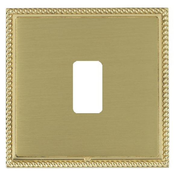 Hamilton LGX1GPPB-SB Linea-Georgian CFX Grid-IT Polished Brass Frame/Satin Brass Front 1 Gang Grid Fix Aperture Plate with Grid Insert